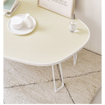 roomnhome ニューぺブル 折り畳み 幅60cm センターテーブル 韓国インテリア リビングテーブル バター