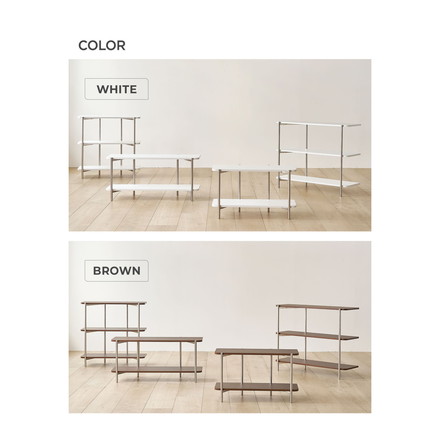 roomnhome ステンレス オープンラック ステンレス バルトステンシェルフ 収納 幅80cm 2段 棚 ミッドセンチュリー デザインラック ホワイト