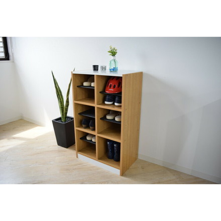 下駄箱 2列×3段 6人用 フリーラック スリッパラック シューズボックス シューズラックオープン 6足 棚板可動式