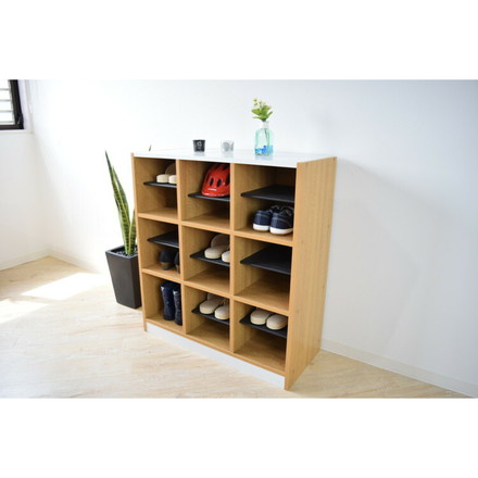 下駄箱 3列×3段 9人用 フリーラック スリッパラック シューズボックス シューズラックオープン 6足 棚板可動式