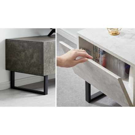 テレビボード ストーン調 幅150cm フラップ扉2杯テレビ台 150 ローボード ロータイプ TVボード TV台 ストーンホワイト