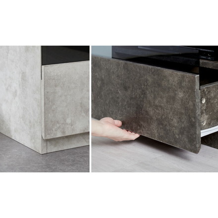 テレビボード ストーン調 幅100cm ガラス窓 引き出し付き テレビ台 100 ローボード ロータイプ TVボード ストーングレー