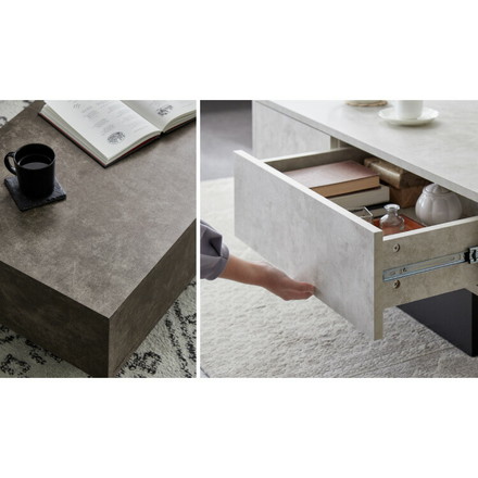 引き出し付き センターテーブル ストーン調 長方形センターテーブル 105×50 テーブル ストーングレー