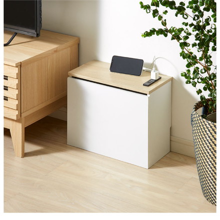 ケーブル収納ボックス コンセント付き 収納 収納ケース 配線隠し ウォールナット×ブラック