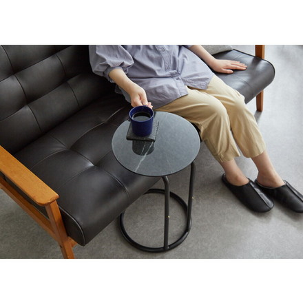 サイドテーブル ラウンド 直径30cm 大理石風 鏡面 円形 テーブル ミニテーブル ベッドサイド ナイトテーブル ストーンホワイト