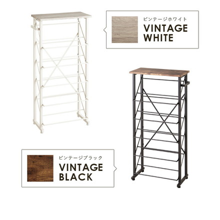 魅せるシューズラック 幅50cm 5段 スリム 省スペース 奥行25cm 最大10足 通気性 オープンラック 傘立て 玄関収納 ヴィンテージブラウン