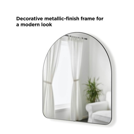 アンブラ 鏡 ベッドルーム フーバ アーチド ミラー 86x91cm チタニウム インテリア 雑貨 玄関 寝室