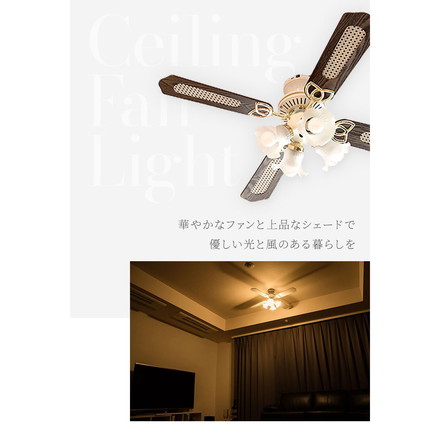 simplus シーリングファン LED対応 照明4灯 風量3段階 天井照明 8畳 10畳 12畳 おしゃれ インテリア ファン ライト エコ 省エネ リバーシブル羽根 ブラウン ホワイト led SP-SLF01 シンプラス ブラウン