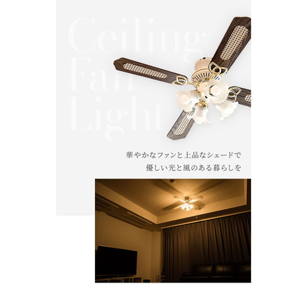 simplus シーリングファン LED対応 照明4灯 リモコン操作 風量3段階 天井照明 8畳 10畳 12畳 おしゃれ ファン ライト エコ 省エネ リバーシブル羽根 ブラウン ホワイト led SP-SLF02 シンプラス ブラウン