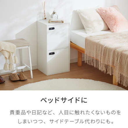 キューブボックス 鍵付き 木製 2段 A4 単品 木目 扉付き 幅35cm レイアウト 自由自在 ダイヤル 収納 ナチュラル