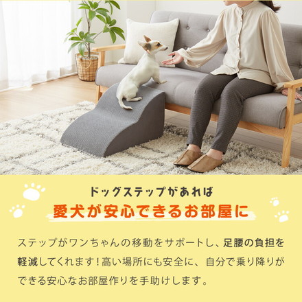ドッグステップ 2段 スロープ 幅40cm ドッグスロープ ブラウン