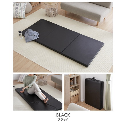 ストレッチマット 厚手 折りたたみ コンパクト 三つ折り 幅広 グレイッシュローズ