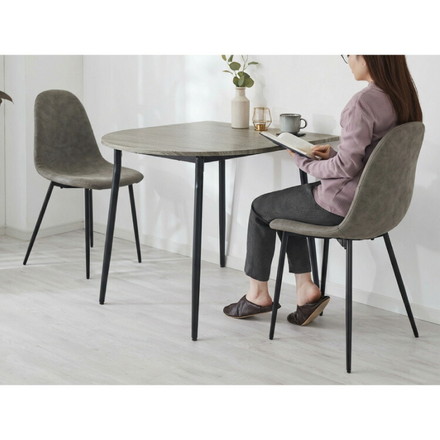 ダイニングテーブル 半円 80×90cm 壁付け カフェテーブル 2人用 二人用 80cm 円形 丸 テーブル 木目調 カフェ風 ダイニング 省スペース コンパクト おしゃれ ブラウン