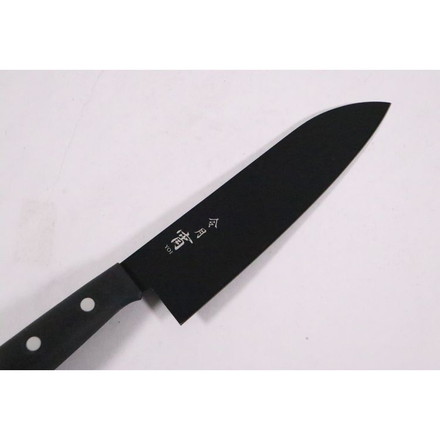 日本製 燕三条 黒い包丁 令月「宵」 三徳包丁 17cm 食洗機対応 デザイン包丁 モリブデンバナジウム鋼 ブラック 黒 包丁 ナイフ 富士カトラリー おしゃれ