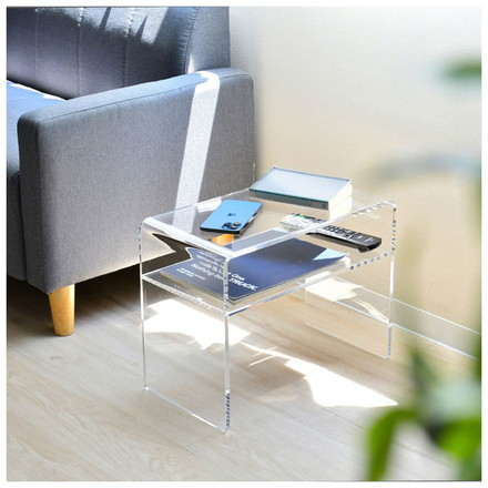 日本製 2way アクリルテーブル コの字型 完成品 10mm厚アクリル使用 透明 クリア