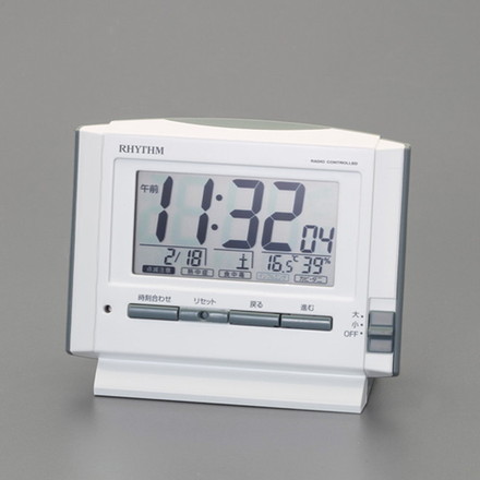 ESCO エスコ 104x124x 50mm [電波]置時計 EA798CG-91