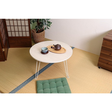 ローテーブル 丸60 W600×D600×H315mm プリント紙化粧パーティクルボード 塩化ビニル樹脂 スチール