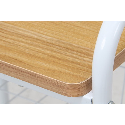 キッチンワゴン ホワイト×ナチュラル 幅45×奥行35.5×高さ69.5cm 合成樹脂化粧パーティクルボード