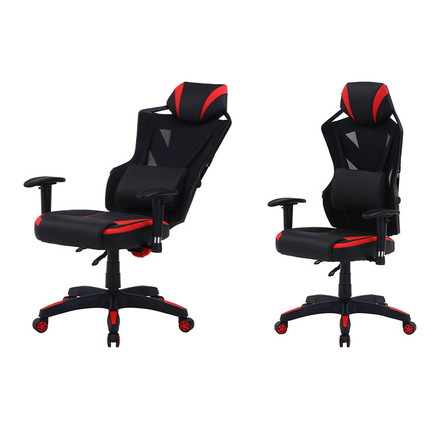 メッシュゲーミングチェア レイズ レッド 昇降式 回転式 リクライニング 椅子 イス アームレスト かっこいい