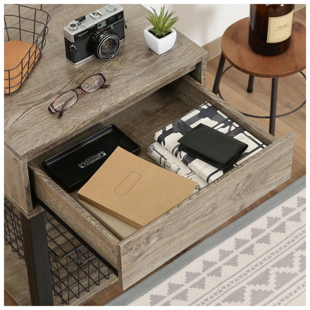 サイドテーブル 幅45cm 木目調 引き出し コンパクト 北欧 オープン収納 カフェテーブル アンティーク調