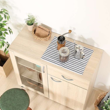 キッチン収納キャビネット 90×40 キッチンボード キャスター付き キッチンカウンター キャビネット