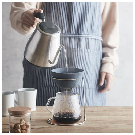 日本製 波佐見焼 コーヒーフィルター兼ドリッパー スタンドセット セラフル大サイズ 3~5杯分 シルバー 繰り返し使える セラミック おしゃれ ギフト プレゼント アドバンスドア