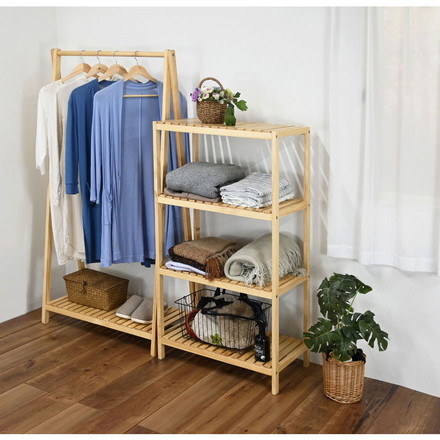 ウッドラック4段 オープンラック 収納 リビング収納 リビングシェルフ 収納ラック 4段 シェルフ ラック