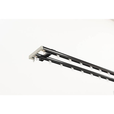 アルミ 静音 カーテンレールミュート 3m ダブル 伸縮 ブラインドロールスクリーン 遮光カーテン ブラック（I0877）