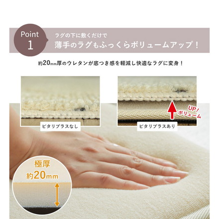 ウレタン20mm 極厚 下敷き用ラグ 120×170cm ラグ 下敷き ラグマット カーペット クッション ウレタン 滑り止め 防音 すべり止め 厚手