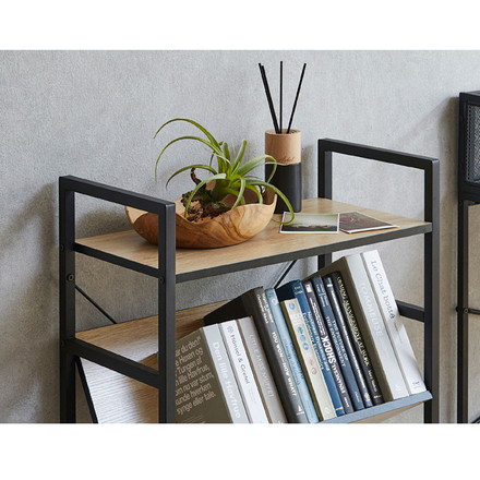シェルフ 3段 幅60cm 収納ラック ブラックアイアン 古木風 本棚 書棚 収納棚 書斎 リビング