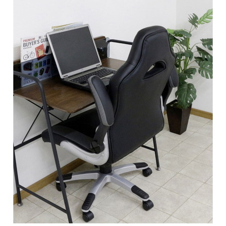 ゲーミングチェア キャスター付き 肘掛け ロッキング機能 デスク下収納 デスクチェア PUレザー ワークチェア