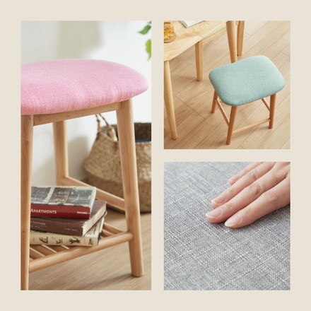 アルダー材を使ったファブリックスツール ランド ロータイプ ロースツール 木製椅子 カウンタースツール カーキ 棚なし