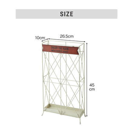 ヴィンテージ調 スリム傘立て 奥行10cm ブラック