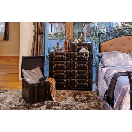 萩原 MC-6002DBR 収納スツール