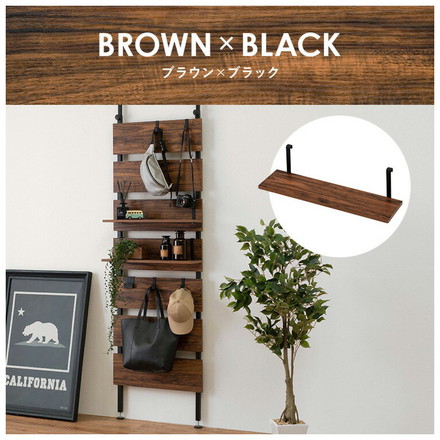 突っ張りウォールラック専用 追加棚板 2枚セット 幅60 追加オプション ウォールシェルフ ウォールラック 壁 ブラウン×ブラック