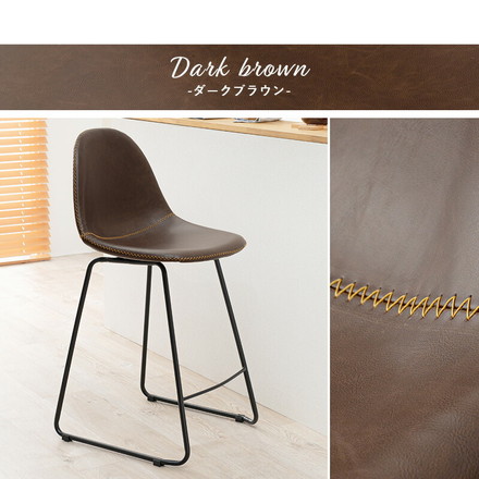 スツール レザー ステッチ ヴィンテージ調 カウンターチェア バーチェア 丸 バースツール 玄関 キッチン ダイニング 椅子 ブラック