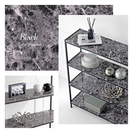 オープンラック 大理石調 4段 幅90 ディスプレイラック スチール シェルフ 飾り棚 収納ラック 本棚 セラミック柄 ホワイト