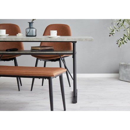 ダイニングテーブル 138×80cm 棚付き T字脚 省スペース コンクリート調 木目調 ダークブラウン