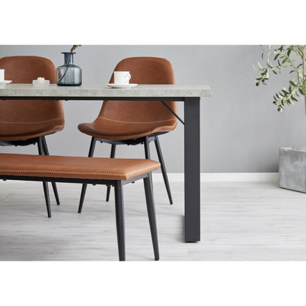 ダイニングテーブル 138×80cm コンクリート調 木目調 メラミン天板 スチール脚 テーブル ダークブラウン