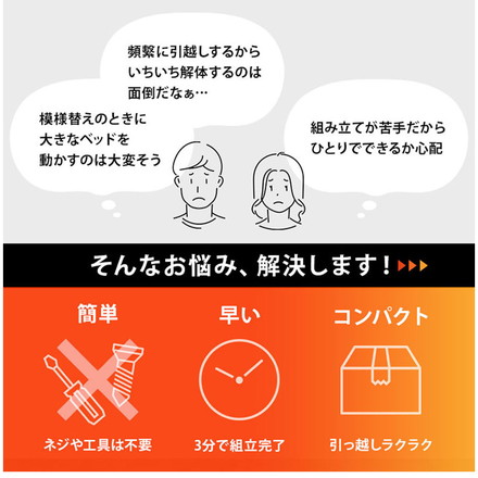 工具不要・組立簡単 ポケットコイルマットレス付き 宮棚付きシングルベッド セット すのこベッド プレーンナチュラル