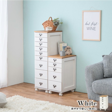 チェスト 5段 A4 ファイル 収納 引き出し 木目調 アンティーク キャスター ストッパー付き ネームプレート ブラックブラウン
