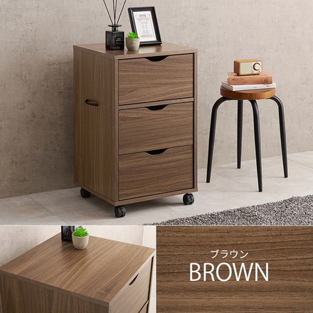深型収納チェスト キャスター付き 北欧 幅40 奥行40 高さ67 3段 チェスト 引き出し 引出し リビングチェスト ナチュラル