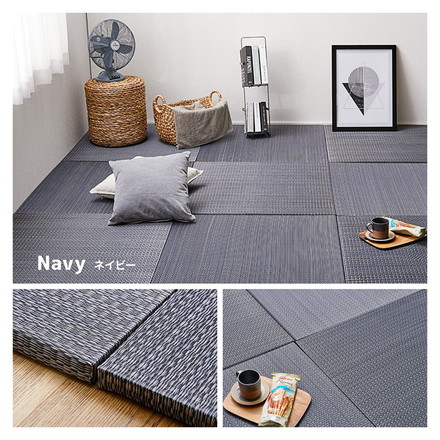 アジアンテイストの軽量小型置き畳 南風 65×65cm い草 置き畳 畳マット カーペット アジアンテイスト 和モダン ネイビー[159054910]