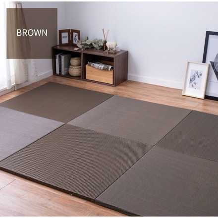 置き畳 水拭きできる PP畳 82×82cm 約半畳 1枚 グリーン ブラウン い草風 綾模様 フロア畳 ユニット畳 グリーン[159055600]