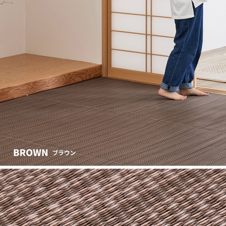 日本製 い草風上敷き ライアン 江戸間8畳 348×352cm 水洗いOK い草風カーペット モダン畳 ビニール風 上敷き カラフル ブルー[18912480]