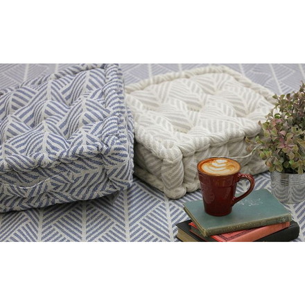 インド綿クッキークッション クラック 約42×42×10cm WH