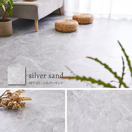 【20枚入】 貼ってはがせるストーン調フロアタイル 30.5×30.5cm 【約1畳】 大理石調 モノトーン DIY フロアマット 床材 吸着タイプ アッシュグレー[81965710]