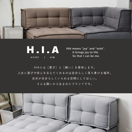 HIA カスタマイズできるミニマルクッションソファ- 座面 Lサイズ 組み合わせ自由 コンパクト 低反発 ローソファー シルバーグレー