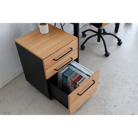 デスクワゴン 幅40cm 木製 コンパクト ナチュラル 木目 スチール 収納ワゴン シンプル ハウタ