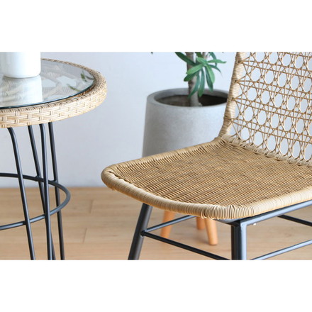 ラタン調 ダイニングチェア 肘無し ガーデンチェア スチール脚 椅子 イス チェア ラタンチェア 北欧